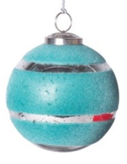 Striped Flocked Mercury Glass Ball Ornaments