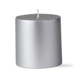 Metallic Silver Pillar Candles by Tag