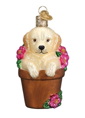 Puppy in Flower Pot by Old World Christmas