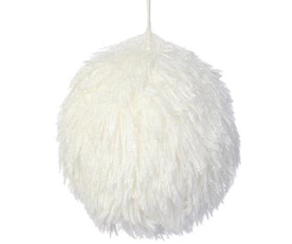 Glittered White Fur Ball Ornaments