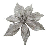 Silver Glitter Poinsettia Clip