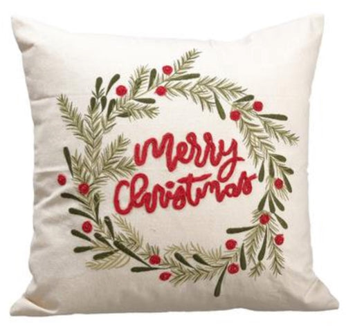 Merry Christmas Wreath Pillow