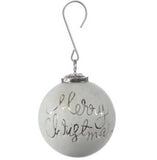 White Merry Christmas Glass Ball Ornament