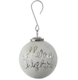 White Merry Christmas Glass Ball Ornament