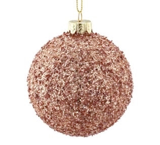 Rose Gold Glitter Ball Ornament