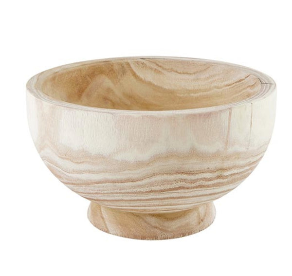 Paulownia Footed Wood Bowl - Natural