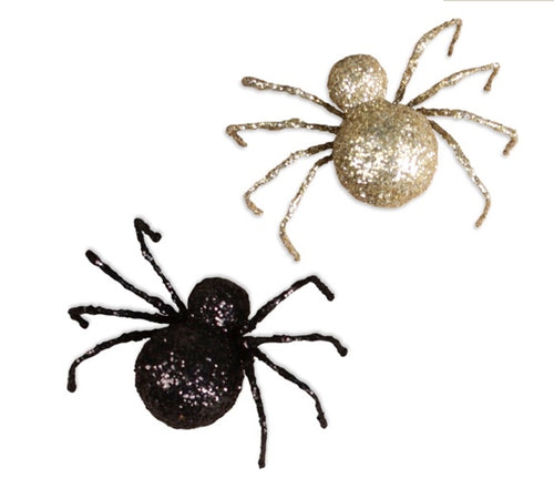Black & Gold Glittered Spiders