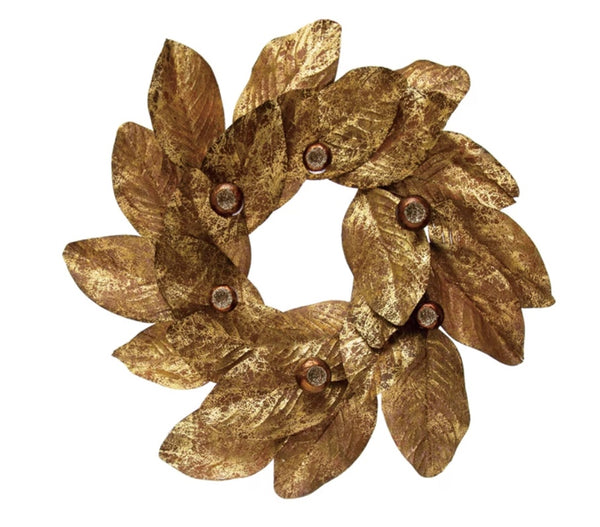 Faux Magnolia Gold Wreath