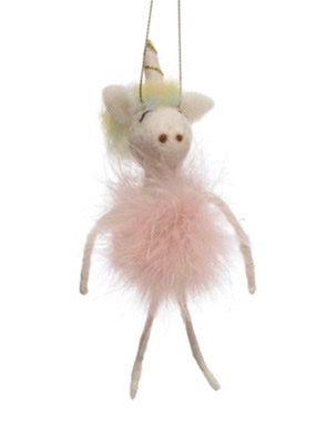 Wool Felt Unicorn Ornament