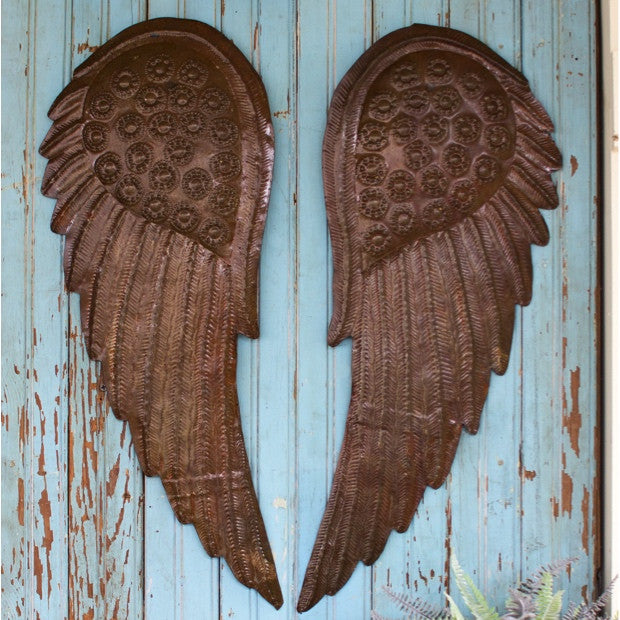 METAL HAND HAMMERED ANGEL WINGS- set of 2