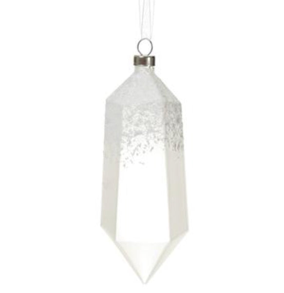 Snowed Crystal Shaped Glass Ornaments