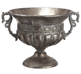 Antique Gray Metal Urn w/Green Patina
