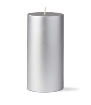 Metallic Silver Pillar Candles by Tag