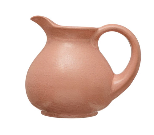 Pink Glazed Stoneware Pitcher