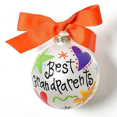Best Grandparents with Shapes Glass Ornament