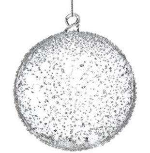 Clear Textured Glass Ball Ornament