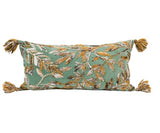 Boho Leaves Embroidered Pillow