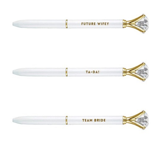White Shimmer Wedding Gem Pens