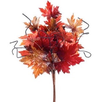 Maple Leaf Twig Spray - Burgundy/Green