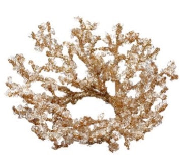 Gold Iced Twig Candle Ring - 3"