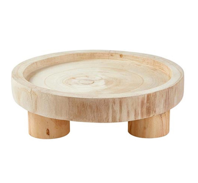 Paulownia Wood Pedestal Tray - Natural