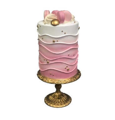 Pink Macaroon Cake on Pedestal