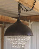 Round Metal Chandelier with Crystals
