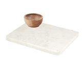 Marble Tray with Wooden Bowl