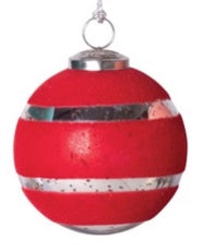 Striped Flocked Mercury Glass Ball Ornaments