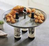 Triple Bottle Topper Galvanized Serving Tray