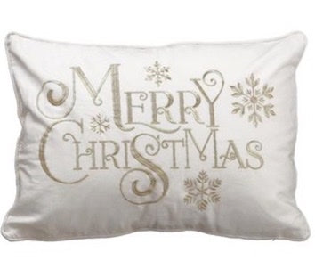 Gold Script Merry Christmas Pillow