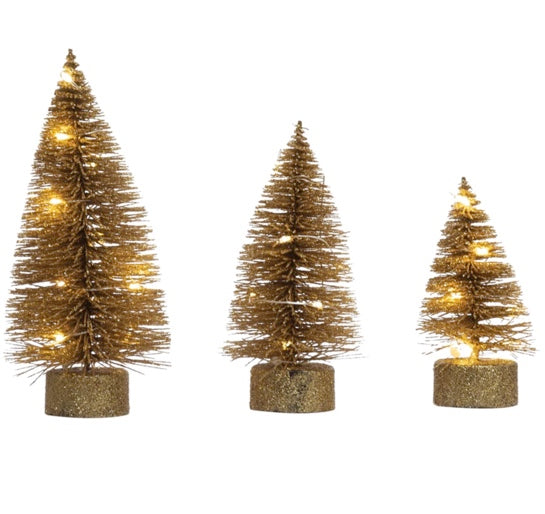LED Gold Bottle Brush Trees