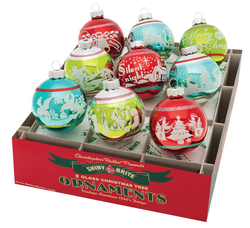 Shiny Brite - Christmas Confetti 3.25" Decorated Reflector Rounds