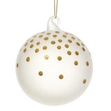 Frosted Gold Dot Glass Ball Ornament