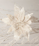 Ivory Velveteen Poinsettia Clips