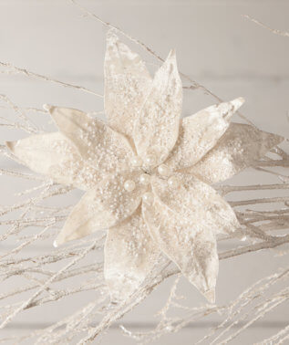 Ivory Velveteen Poinsettia Clips