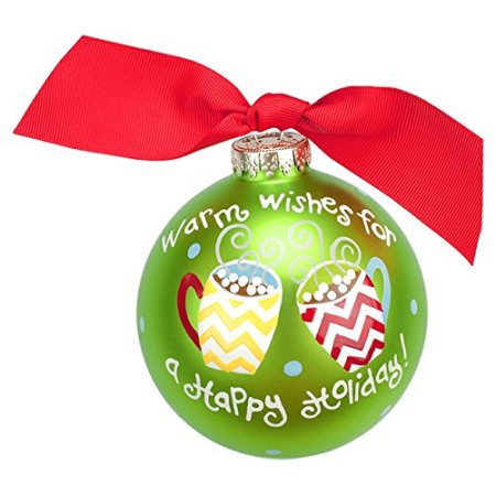 Warm Wishes For A Happy Holiday Hot Cocoa Glass Ornament