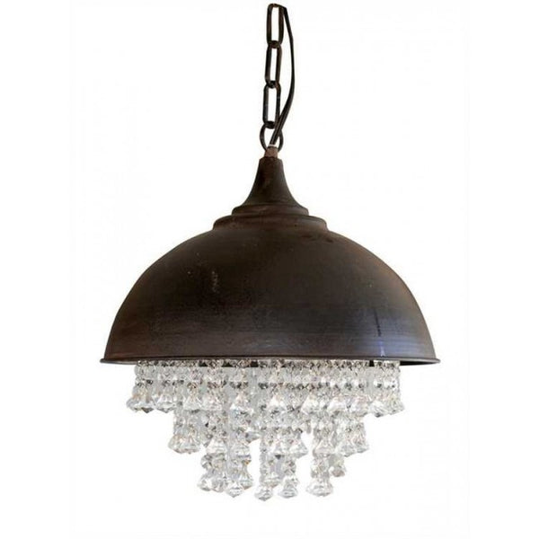Round Metal Chandelier with Crystals