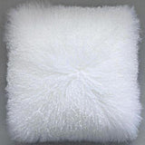 White Mongolian Lamb Fur Pillow