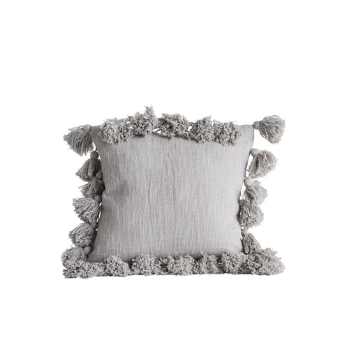 Grey Tassel Pillow
