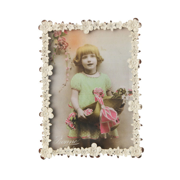 White Pewter Flower Frame