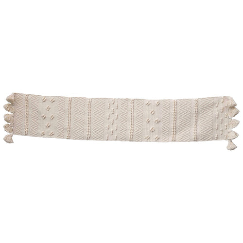 Cream Textured Woven Table Runner