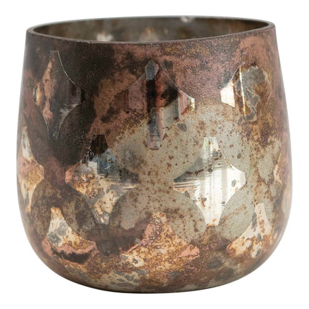 Etched Leaf Glass Votive