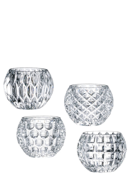 Etched Leaf Glass Votive