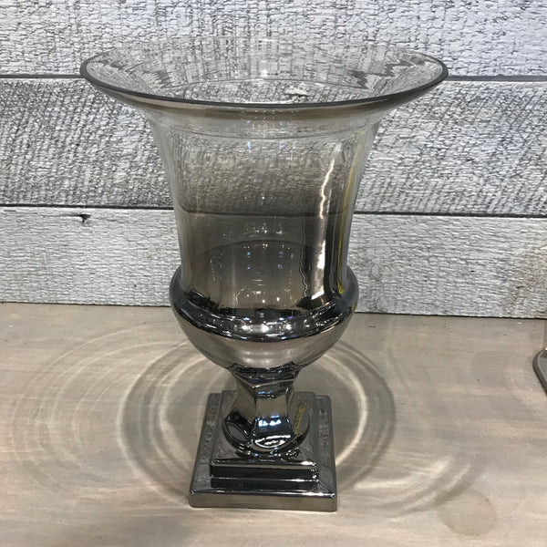 Silver & Glass Footed Urn