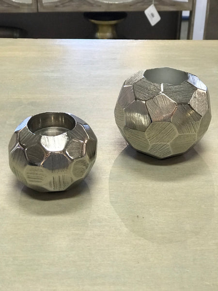 Silver Faceted Votive Holde