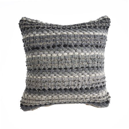 Black & Gray Fabric Striped Pillow