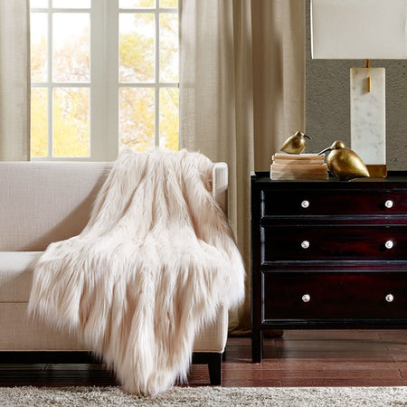 Zuri Faux Fur Oversized Bed Throw - Grey