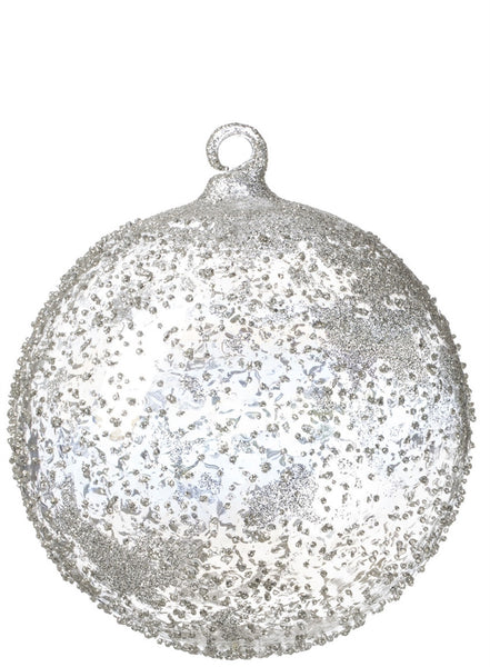 Silver glitter ball ornament