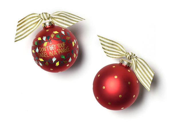 Tinsel in a Tangle Glass Ornament